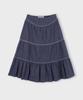 Chix Check Tiered Long Skirt Navy