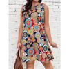 Summer Fashionable Ladies Breathable Soft Flowers O-Neck Sleeveless Dress Loose Comfortable Large Size Vacation Versatile Casual Dress