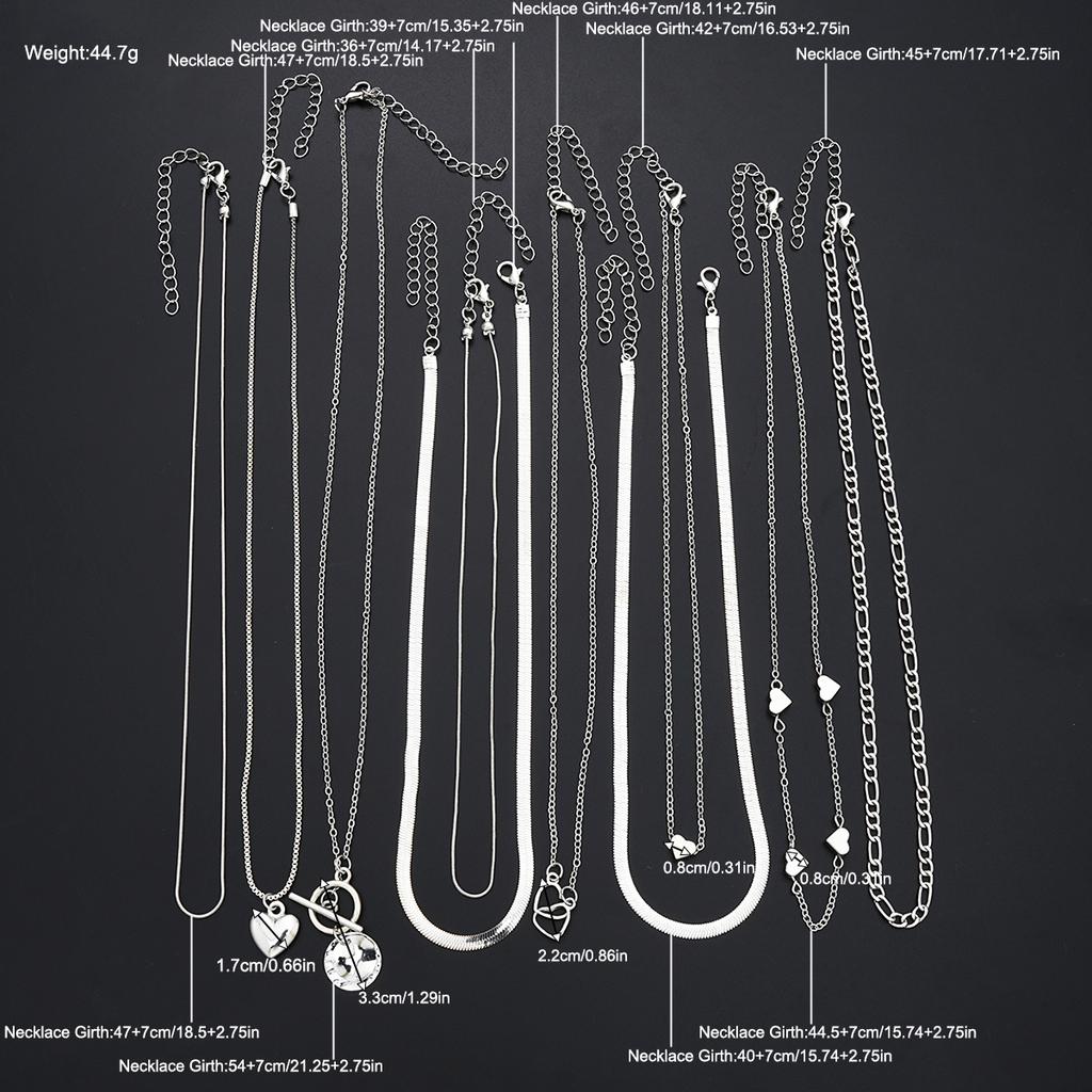 10Pcs/Set Women's Simple Stackable Pendant Necklaces Set Fashion Love Heart Multilayer Necklaces Female Party Jewelry Gifts 2026