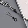 Men's Black Car Keyring & Mobile Phone Lanyard with Anti-Lost Finger Ring & U Disk Attachment
