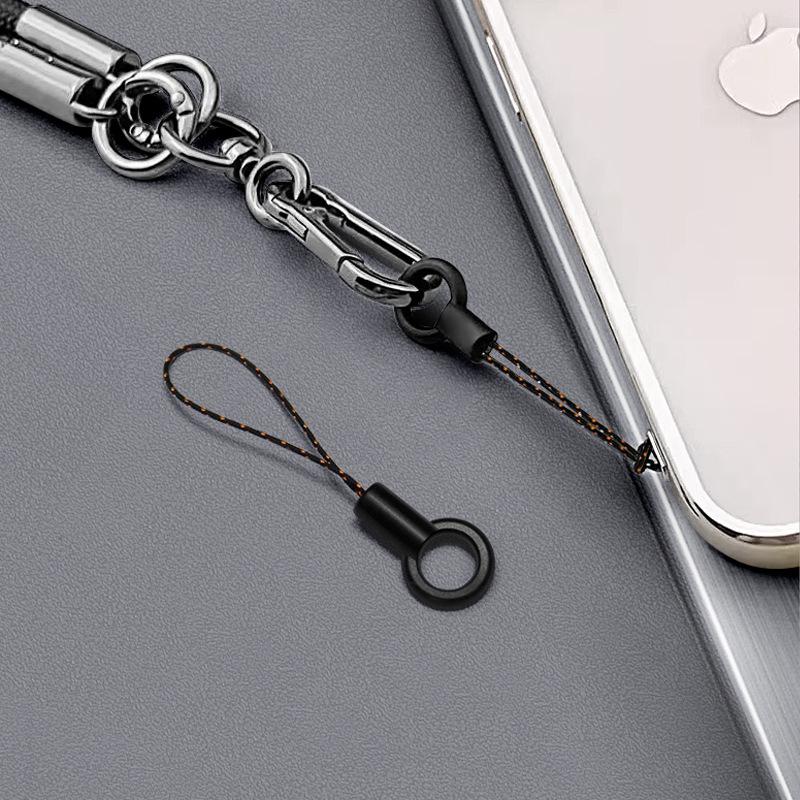 Men's Black Car Keyring & Mobile Phone Lanyard with Anti-Lost Finger Ring & U Disk Attachment