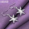 925 Sterling Silver Mesh Snowflake Wisiorek Kolczyki Biżuteria