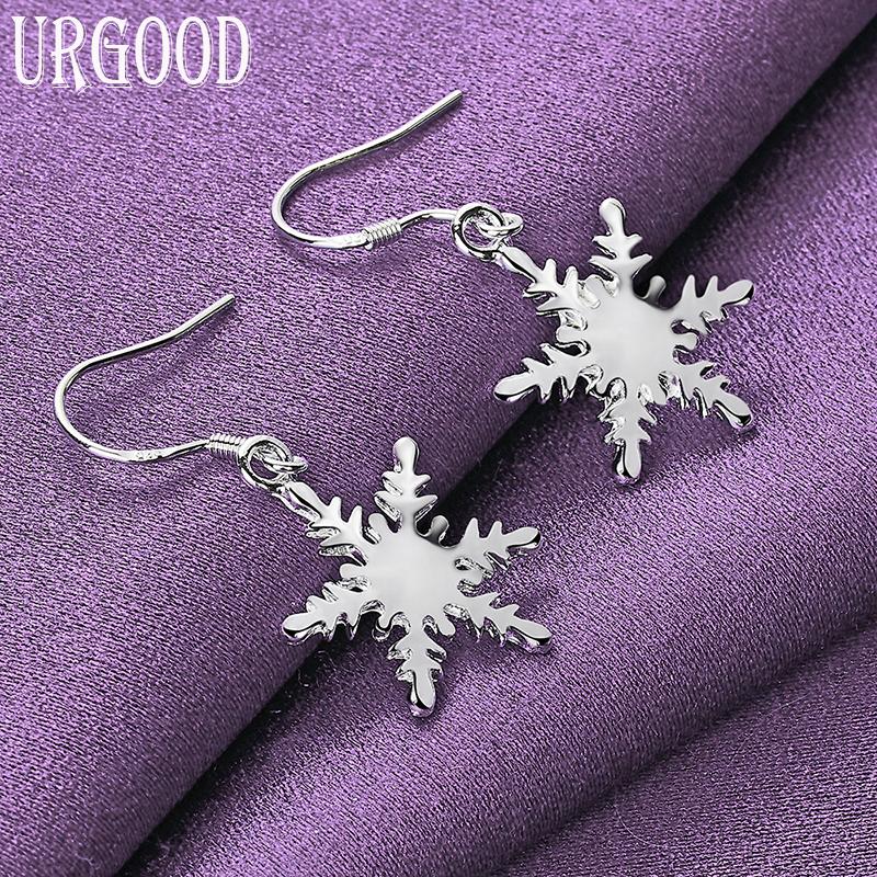 925 Sterling Silver Mesh Snowflake Wisiorek Kolczyki Biżuteria
