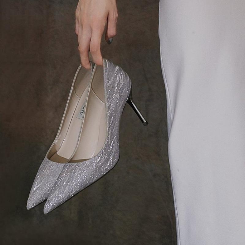 Fashion Shoes for Women Summer New High Heels Fashion Rhinestone Wedding Dress Bridal Shoes Women Luxury Elegant Party Pointed Toe Pumps