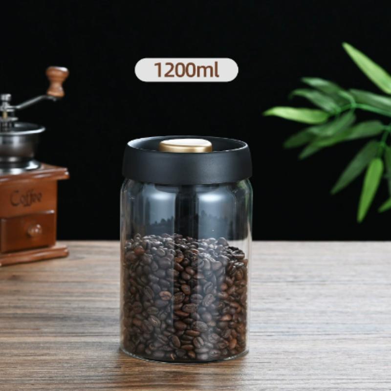 Vakuum-Glasbehälter mit luftdichtem Deckel, Borosilikatglas-Kaffeebehälter, Perfekt für Kaffeepulver, Bohnen, losen Tee