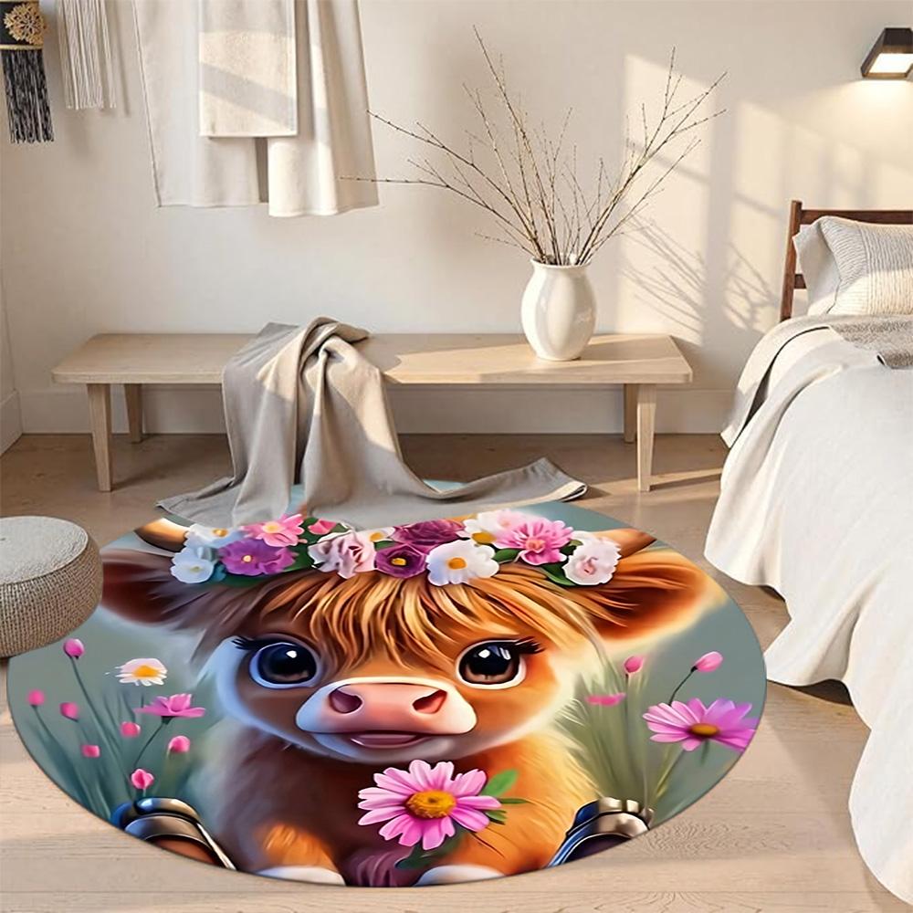 Yak Round Floor Mat Suitable for Living Rooms Study room Hallway Outdoor Antislip Round Carpet Anime Office Decor