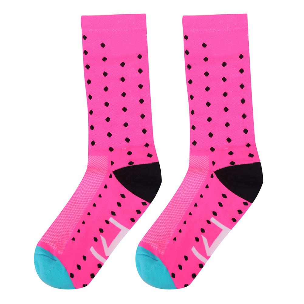 Męskie Damskie Rower Rowerowy Jazda na Rowerze Bieganie Sport Oddychające Nylonowe Skarpety do Łydki Różowe