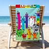 1pc 3D-Number-Blocks-Cartoon Beach Towel with Custom Name, Beach/Swimming/Bath/Picnic/Camping Towel, Suitable for Seaside Beaches