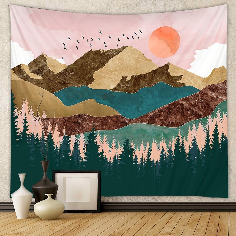 

Bohemian Art Sunset Scenery Tapestry Natural Scenery Wall Hanging Cloth Home Decor 73*95CM-Style 1