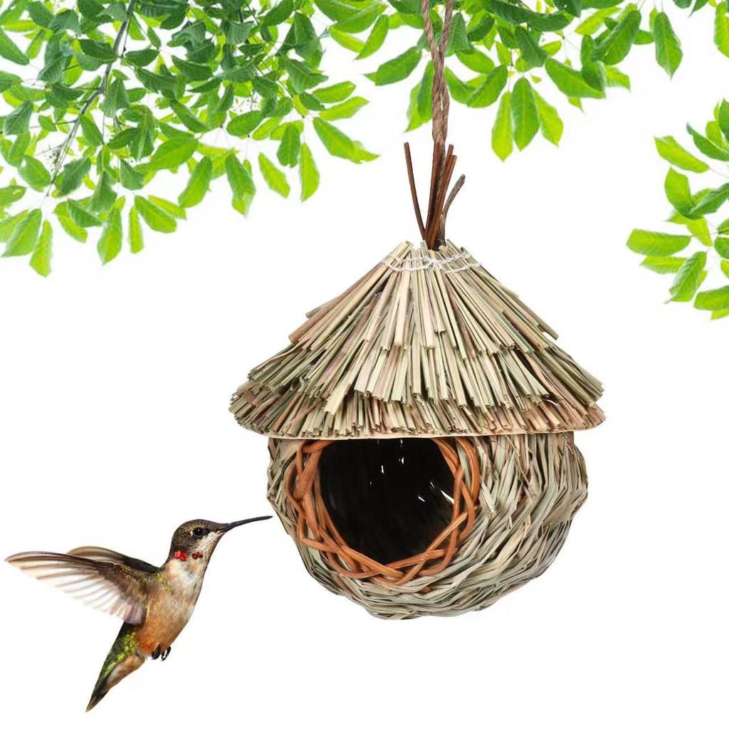 Assorted Natural Bird Nest Set Handwoven Grass Wicker Birdhouse Hanging Outdoor Garden Bird Shelter for Small Birds Decoration