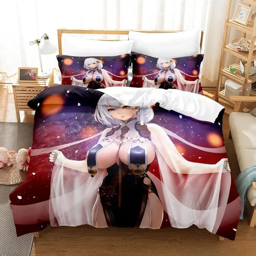 Sexy Azur Lane Sirius 3D Print Bedding Set Cartoon Anime Duvet Cover Adult Kid Bedroom Game Girl