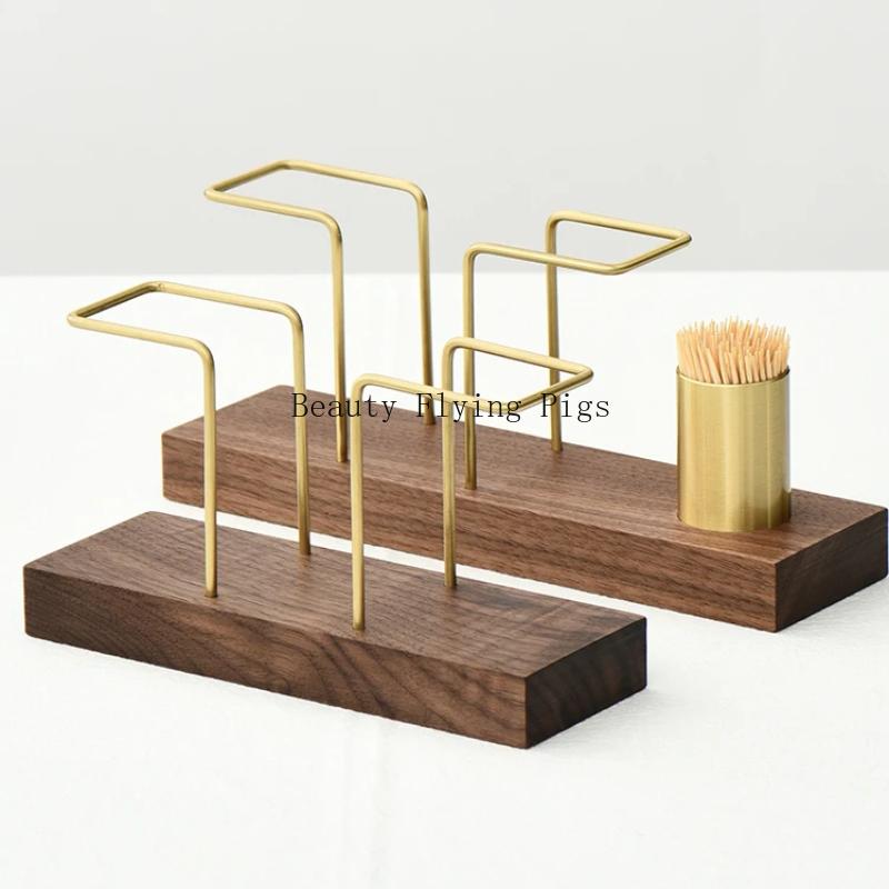 1pc Wood+metal Tissue Holder Tissue Holder Restaurant Desktop Decorations Hotel Tablecloth Rack Home Accessories Tissue Holder