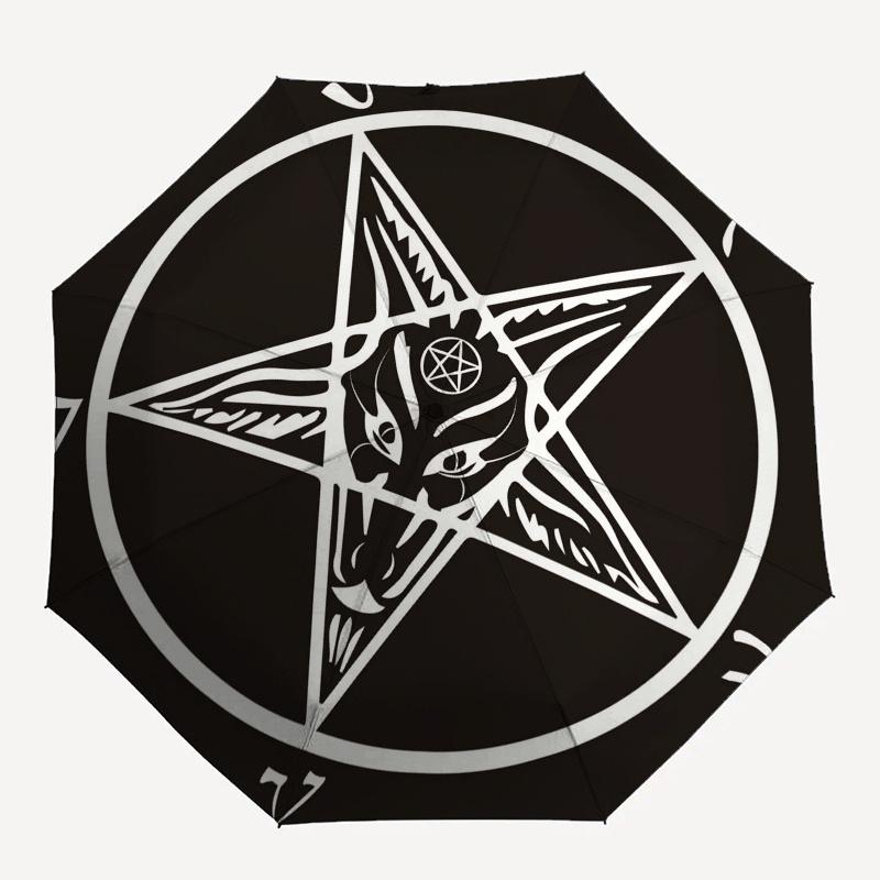 Devil's Star Pentagram Umbrella, Portable 3-Fold Compact Umbrella,Christmas Gift ES488