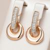 Fashion Glossy Geometry Round Drop Earring For Women Full Natural Zircon With  Rose Gold Color Daily Fine Girls Jewelry