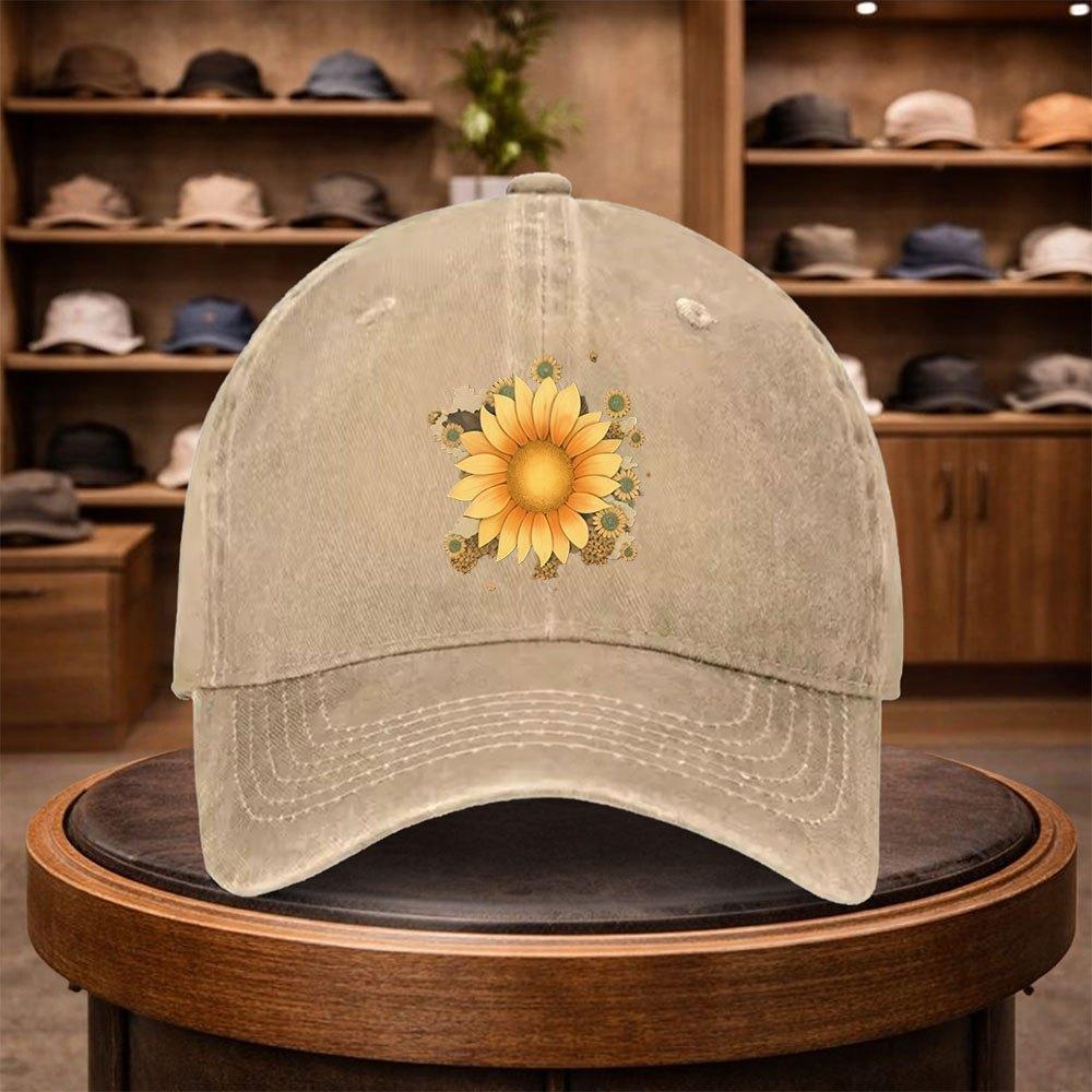 Sunflower Print Baseball Cap Casual Snapback Fashion Hat Adjustable Outdoor Leisure Cap for All Seasons Ideal for Travel a