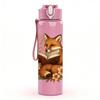 1PC Autumn Floral Fox Portrait 750ml Color Plastic Sports Water Bottle Leakproof Flip Straw Lid Suitable for Sports Office Home Use