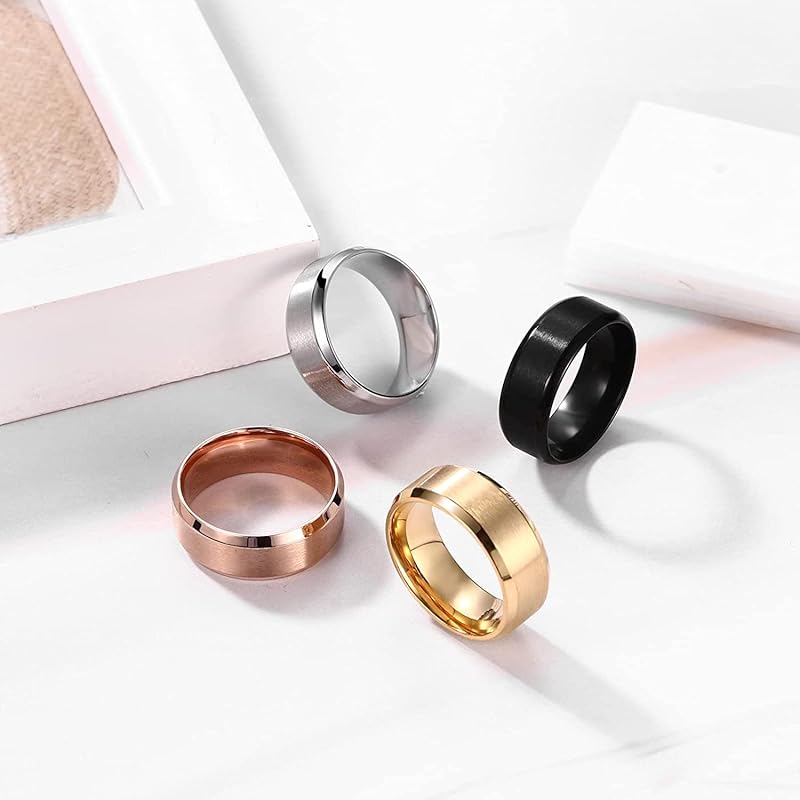 [Flongo] mens rings wedding ring stainless steel ring simple fashion 8MM proof of love key to happiness lightweight boy present valentine's day