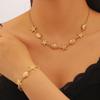 Gold Plated Starfish & Shell Jewelry Set, Ocean Themed Necklace, Earrings & Bracelet for Women