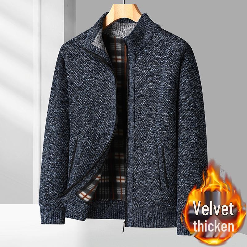 Woodpecker Herren Fleece-gefütterte Strickjacke: Herbst/Winter-Ausgabe 2025 - Lässiger, warmer Pullover für Väter mittleren Alters.