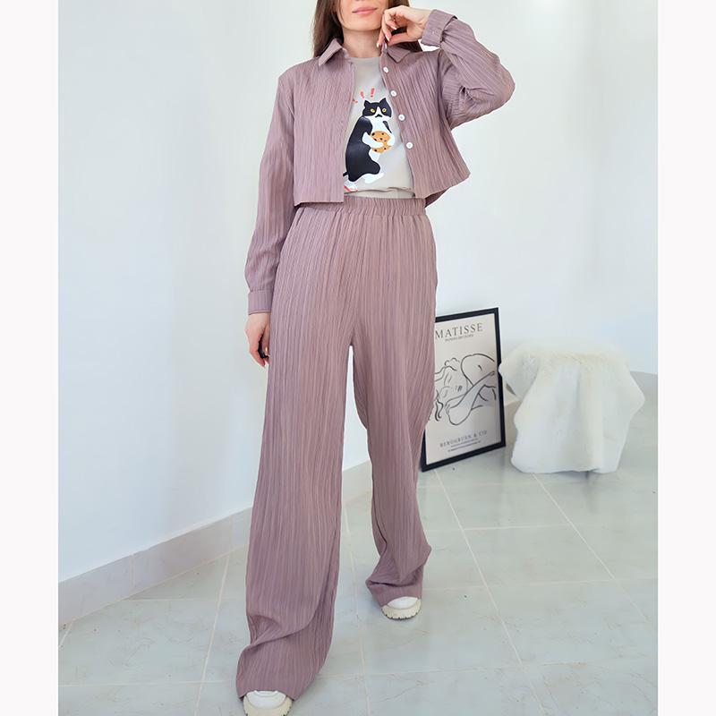 Streamgirl Women Summer Pants Sets 2 Pieces Crop Tops And Wide Leg Pants White Chiffon Thin Two Pieces Pant Sets Women's Suits