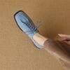 Fashion New Spring Sheep Suede Loafers Woman Shoes Chunky Heel Square Toe Shoes for Women Ladies Shoes Lace Women Pumps Low Heels