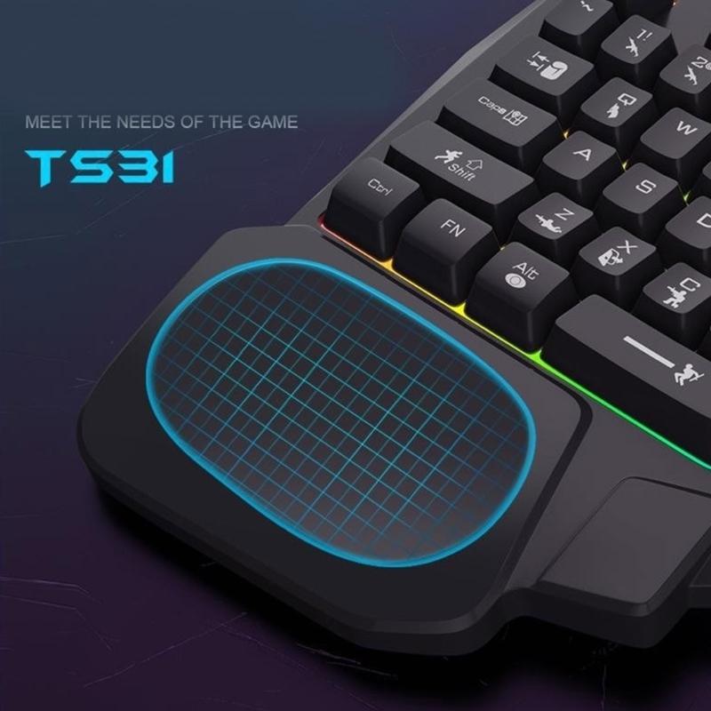 One Handed Gaming Keyboard, 14-Key with Backlight USB Corded Keypad with Hand Rest and Shine Through