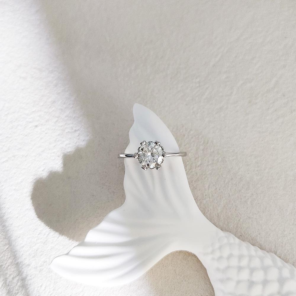 Classic Six-Prong Snowflake Moissanite Ring, 1 Carat Simulated Diamond, 925 Sterling Silver