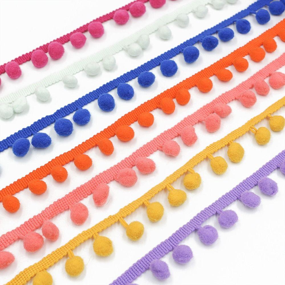 20yard Mini Size Pom Pom Trim 1.2cm Ball Tablecloth Edge Pompom Fringe Ribbon Pillow Decoration DIY Craft Mini Pearl Pompom