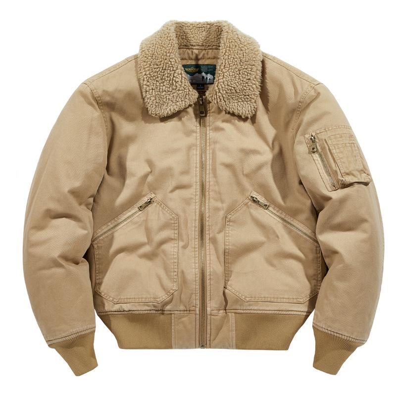 Herren Plus Samt Lammwollmantel: Lockere Fliegerjacke für Jugendliche, Baumwoll-Oberbekleidung für Herbst und Winter.