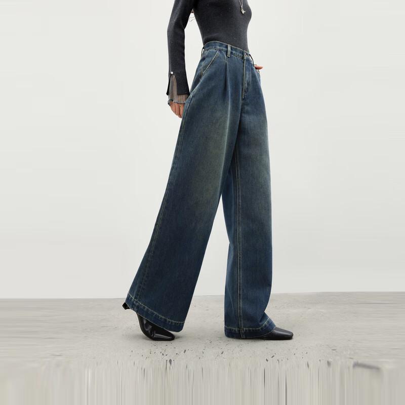 

Qiu Shui Yi Ren Mid-High Waist Straight-Leg Jeans L