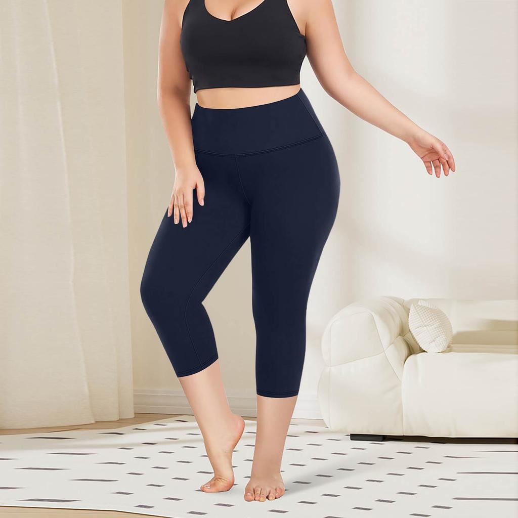 Women's Fashionable Casual Plus Size Athletic Leggings With High Waist And Butt-Lifting Effect 7/8 Length Yoga Shorts