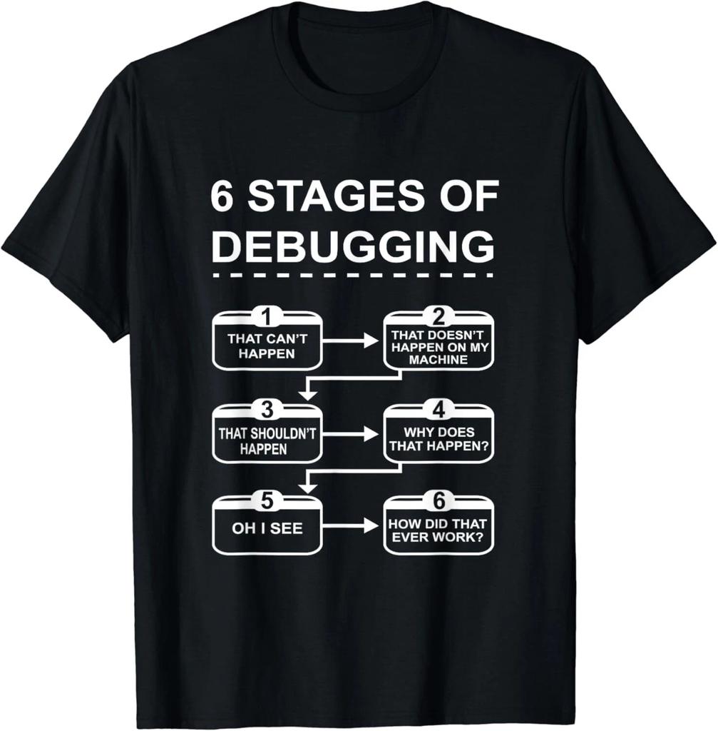 6 Stages of Debugging Design Programming Computer Science Gift Unisex T-Shirt