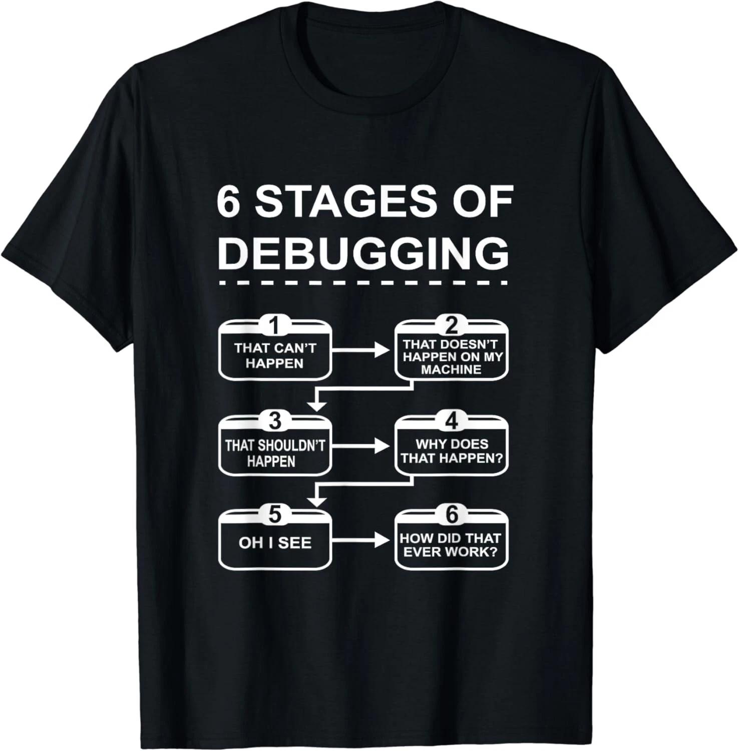 6 Stages of Debugging design Programming Computer Science Gift Unisex T-Shirt M