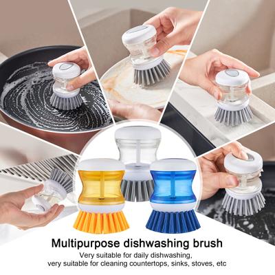 Dishwashing Brush With Soap Dispenser, Kitchen Brush For Cleaning Dishes, Pots, Pans, Sinks, 1 Brush Soap Dispenser, Black/transparent/white