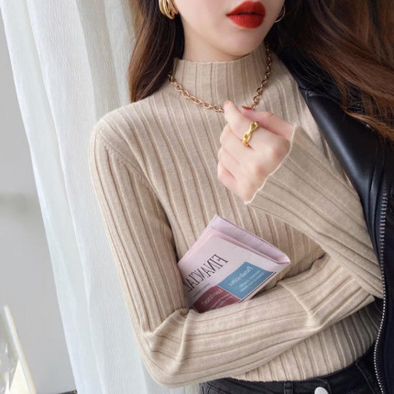 Autumn and Winter Sweater Half-turtleneck Knitted Slim Base Shirt Top Women's Clothing