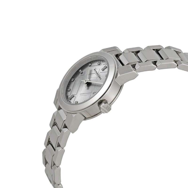 Burberry The City Silver Diamonds Dial Silver Steel Strap Watch for Women BU9230