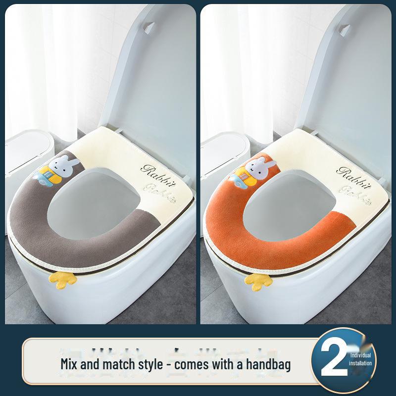 Bunny Cartoon Zipper Toilet Seat with Handle - Winter-Ready