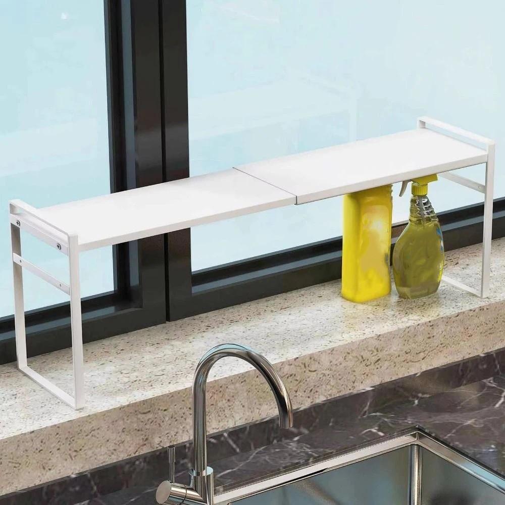 Iron Expandable Cabinet Shelf Large Capacity Cabinet Partition Shelf Narrow Spice Rack  Windowsill