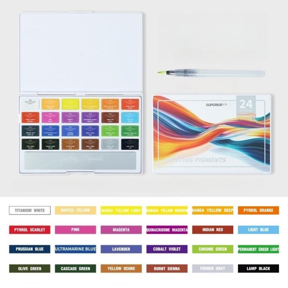 1 SET Fuumuui 24-Farben Deckende Halbfeuchte Solide Aquarellfarbe Set Künstlerbedarf für Künstler Anfänger Malerei Hobbyisten Malerei