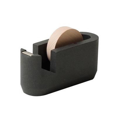 ideaco Klebebandabroller Ständer Breite 17 x Tiefe 6 x Höhe 11 cm Klebebandabroller Stein Sand Schwarz