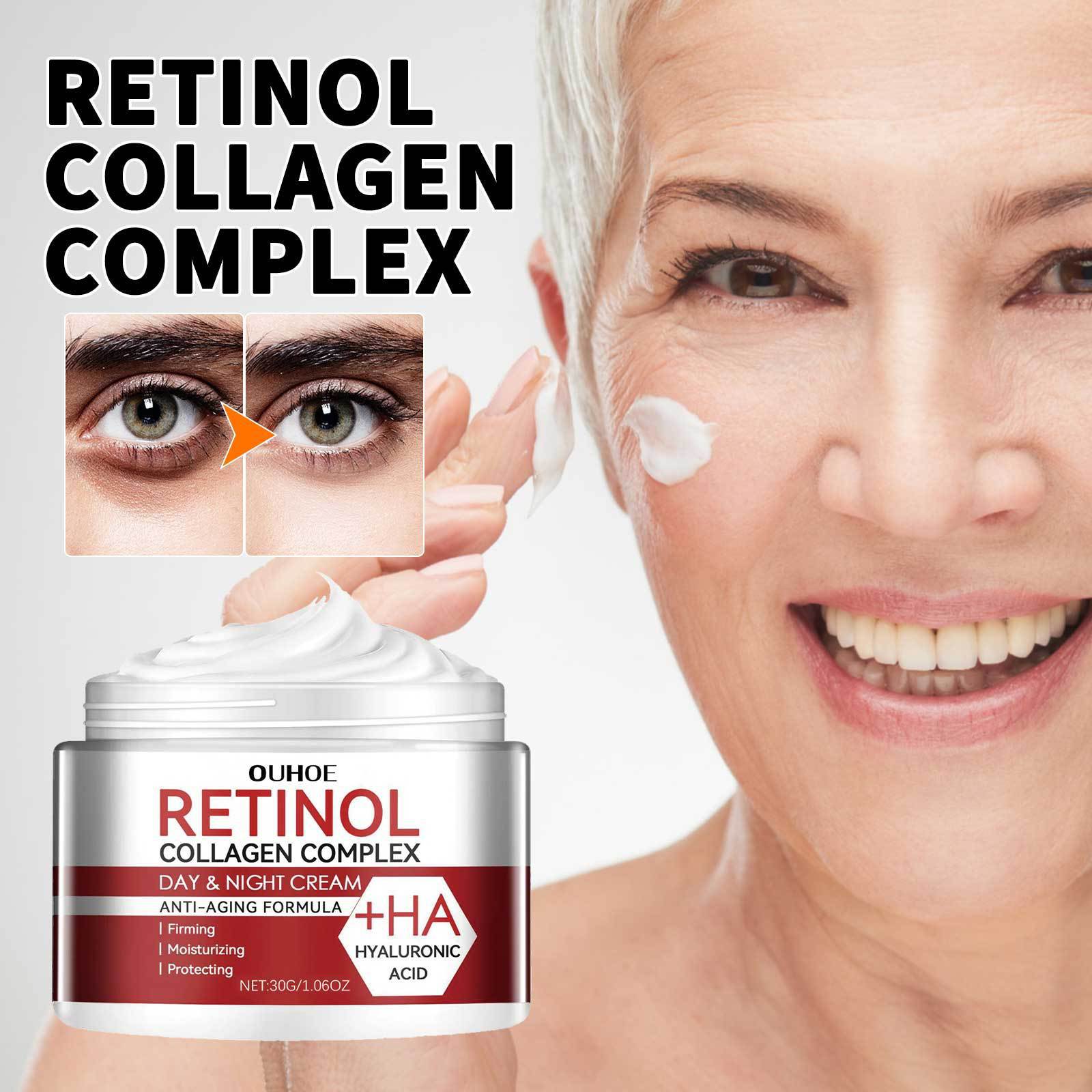 Retinol Collagen Complex Day and Night Cream Anti Aging Formula with Hyaluronic Acid Firming Moisturizing Protecting Skin Care 30g One Size
