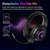 QCY Heroad V200 Wireless Gaming Headset Detach Mic RGB Over Ear Headphone Tri-Mode 7.1 Surround Sound for PC/PS4/5 Headset Gamer