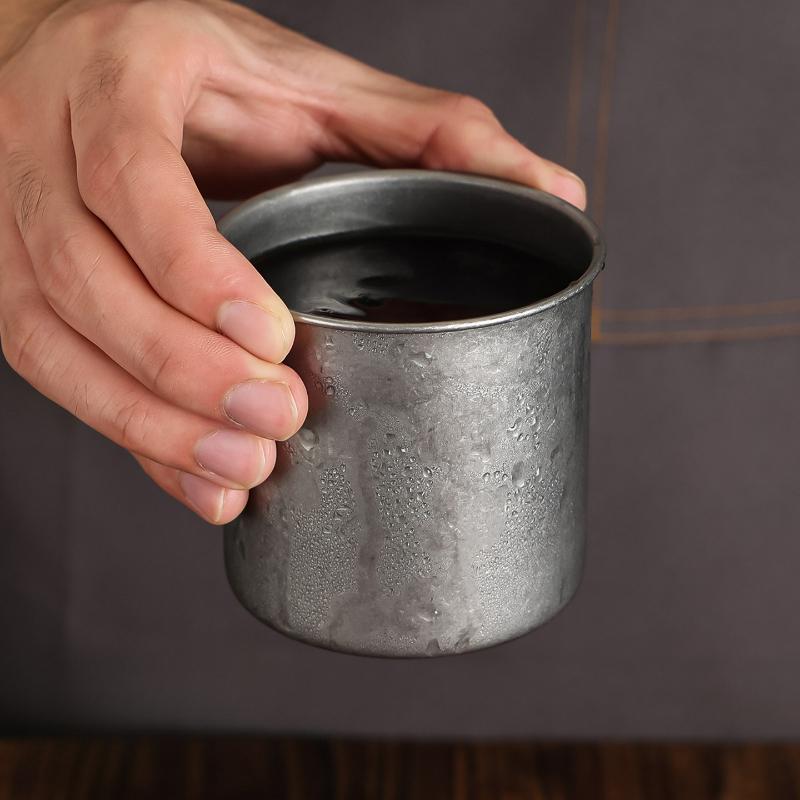 Retro Stainless Steel Coffee Cup  Milk Juice Beer Cup Durable Camping Travel Kitchen Restaurant Cup Outdoor Camping Water Mugs