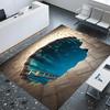 2D Ocean Cave Ladder Optical Illusion Area Rug Non-Slip Washable Bathroom Doormat Carpet Vortex Hole Entrance Entryway Floor Mat