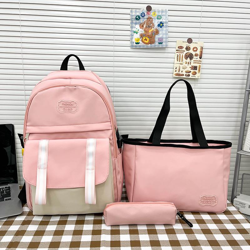 Three-Piece Backpack Set Student Schoolbag Shoulder Bag Female Large Capacity Backpack with Pen Bag