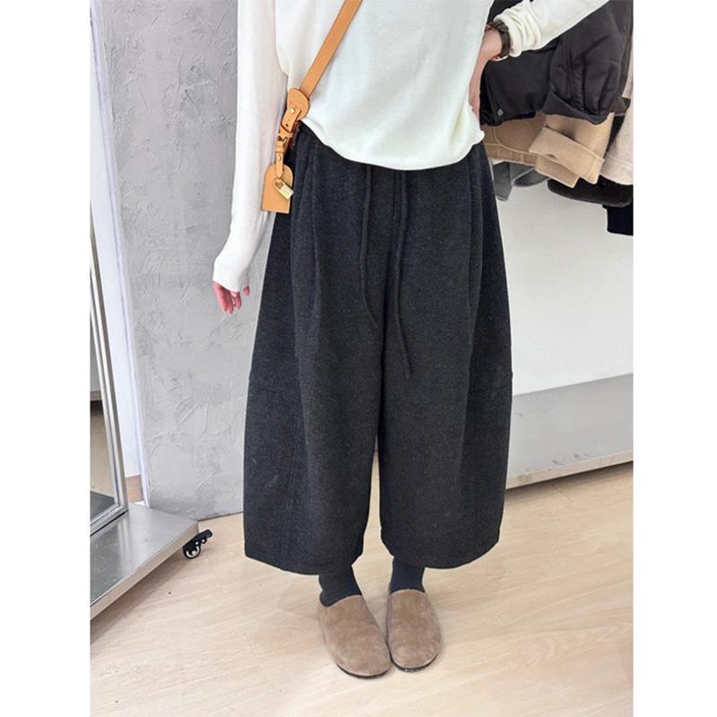 

Signature Winter Korean-Style Slimming 3/4-Length Pants for Short People - Versatile, Loose, and Simple Medium темно-серого