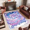 Alfombra de Suelo de Terciopelo de Cristal con Temática de Unicornio, Alfombra Cálida Personalizada con Nombre y Texto, Decoración del Hogar