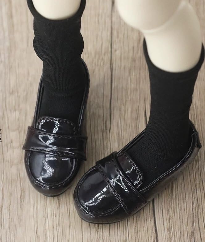 Sunny Step Puppenschuhe Loafer für Puppen, Uniform-Koordination im Studentenstil, Schwarz, Lolita, Lack, Braun, Weiß, Miniatur-Schuhe für Puppen, Puppe