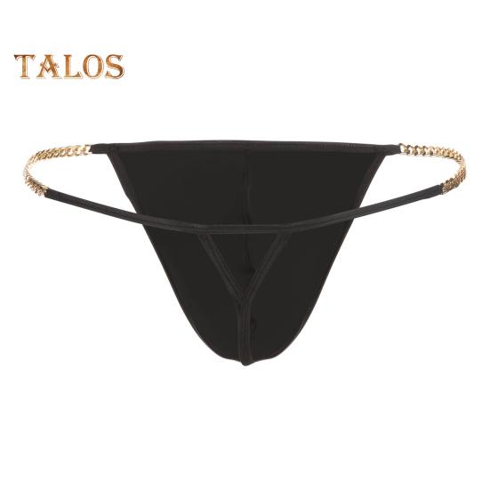 Pánská tanga Ledové hedvábné spodní prádlo Sexy G-Strings Kovové řetízky vyhloubené Pohodlné kalhotky Slim Fit Kalhotky s vysokou elasticitou