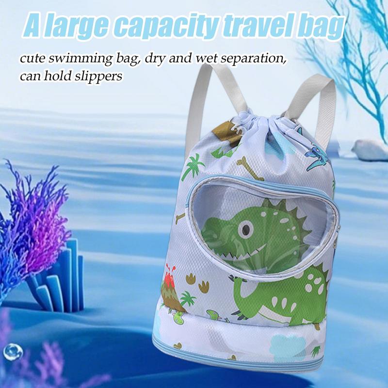Children's Swimming Bag Wet Dry Separation with Shoe Compartment Swimsuit Storage Bag Sports Portable Backpack for Boys Girls